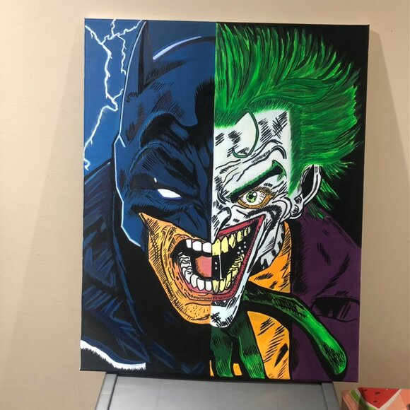 Batman/Joker Hero ~ Villian Painting - Picture 5 of 6